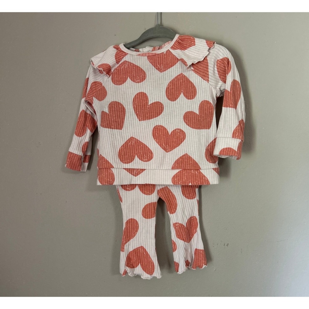 Cat & Jack Mauve Heart Ribbed Ruffle Set